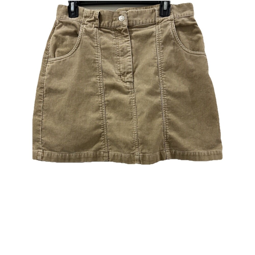 The Limited Sz 12 Tan Corduroy Mini Skirt Prairie  Pockets Zipper 100% Cotton